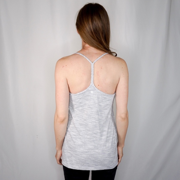 Lululemon Space Dye Gray Power Y Tank Top 10 - Picture 3 of 6